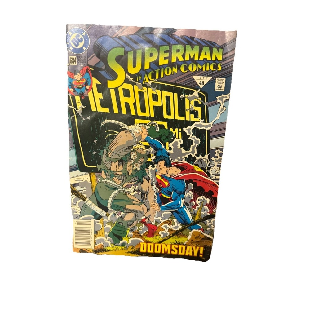 ACTION COMICS #684 (DC Comics 1992) -- NEWSSTAND VARIANT -- Superman Doomsday